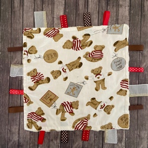 Teddy Bear baby lovey, Small blanket, Baby shower gift, Neutral newborn gift, Teddy Bear comforter
