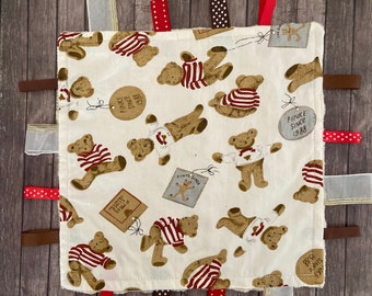 Teddy Bear Lovey: Organic Cotton Baby Comforter with Minky Fleece