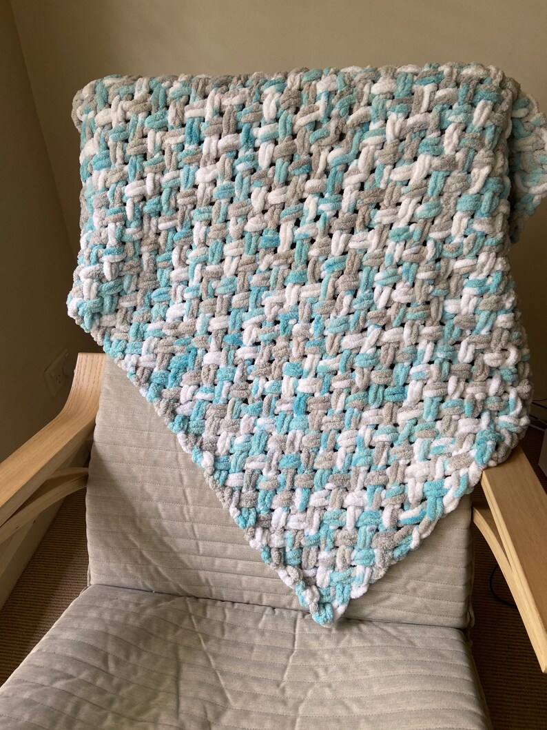 Knitted Baby Blanket/ Unisex Baby Blanket/ Neutral Nursery Etsy