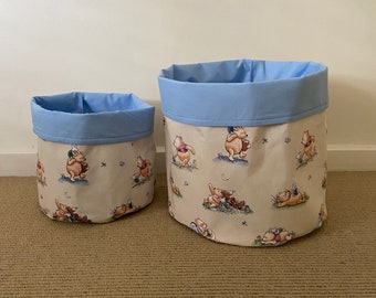 Set of two Winnie the Pooh fabric baskets, Winnie the Pooh storage,Fabric bins, Nursery storage, Kids room storage,Winnie the Pooh toy bins.