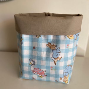 Retro Peter Rabbit Fabric basket, Fabric basket, Nursery room decor, Diaper organizer, Peter Rabbit storage, Baby shower gift