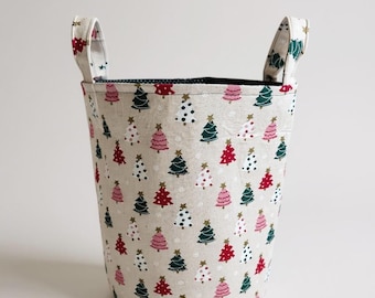 Handmade Christmas Fabric Basket: Holiday Toy Storage Bin