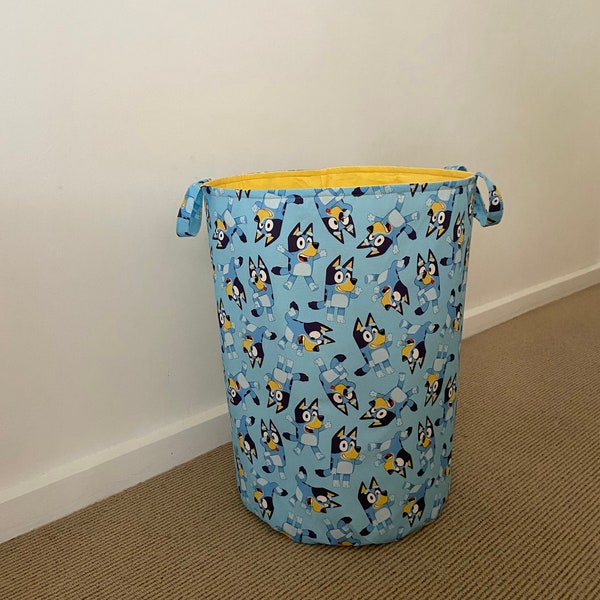 Bluey fabric basket, Bluey fabric toy bin, Bluey storage, Bluey laundry hamper, Bluey nursery room decor, Baby shower gift