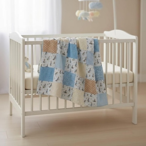 Manta infantil de Peter Rabbit con retazos – Edredón de algodón minky con lunares para cuna