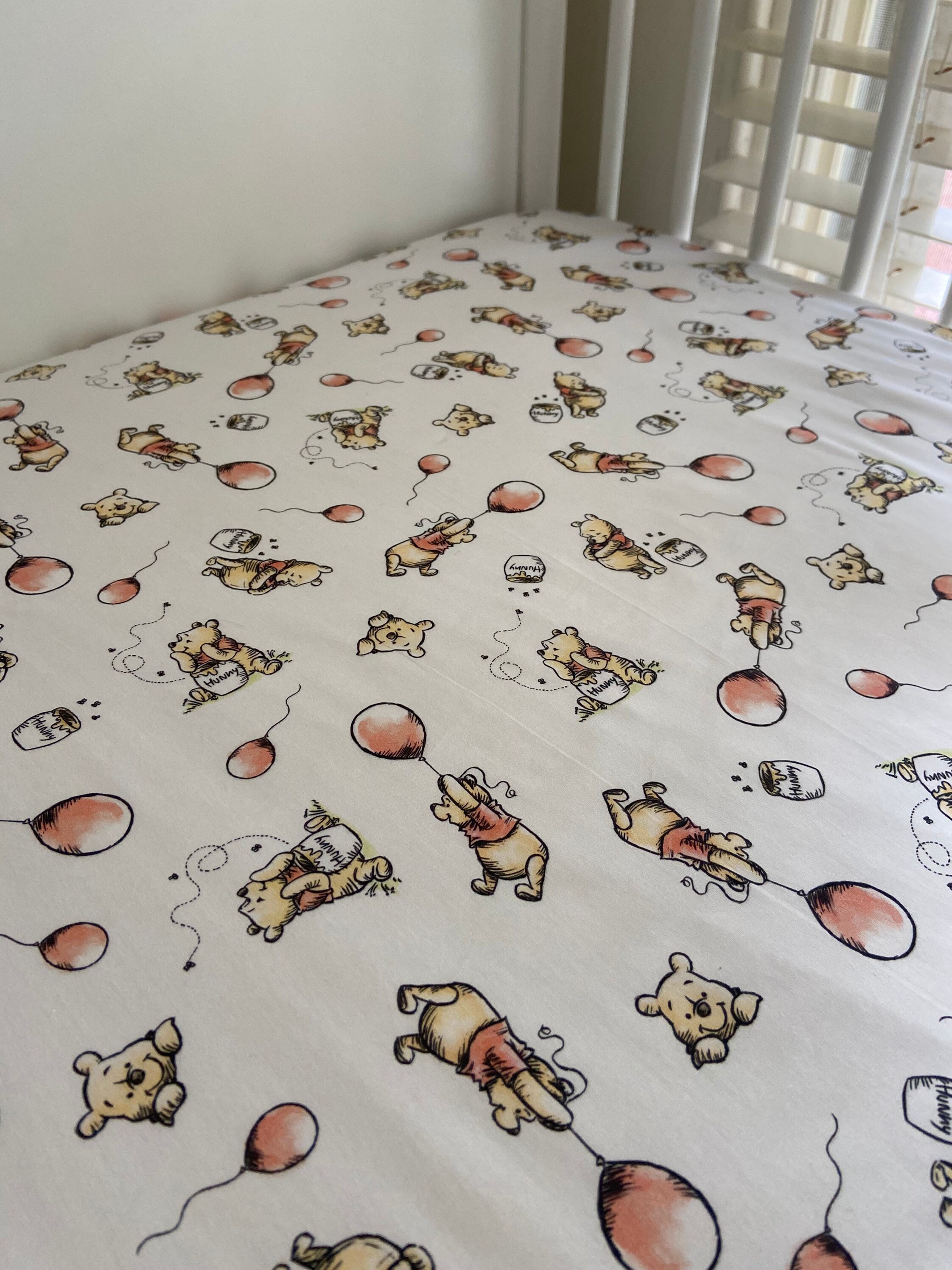 Vintage Winnie the Pooh Crib Bedding Set Fitted Sheet Quilt Green Red Piglet