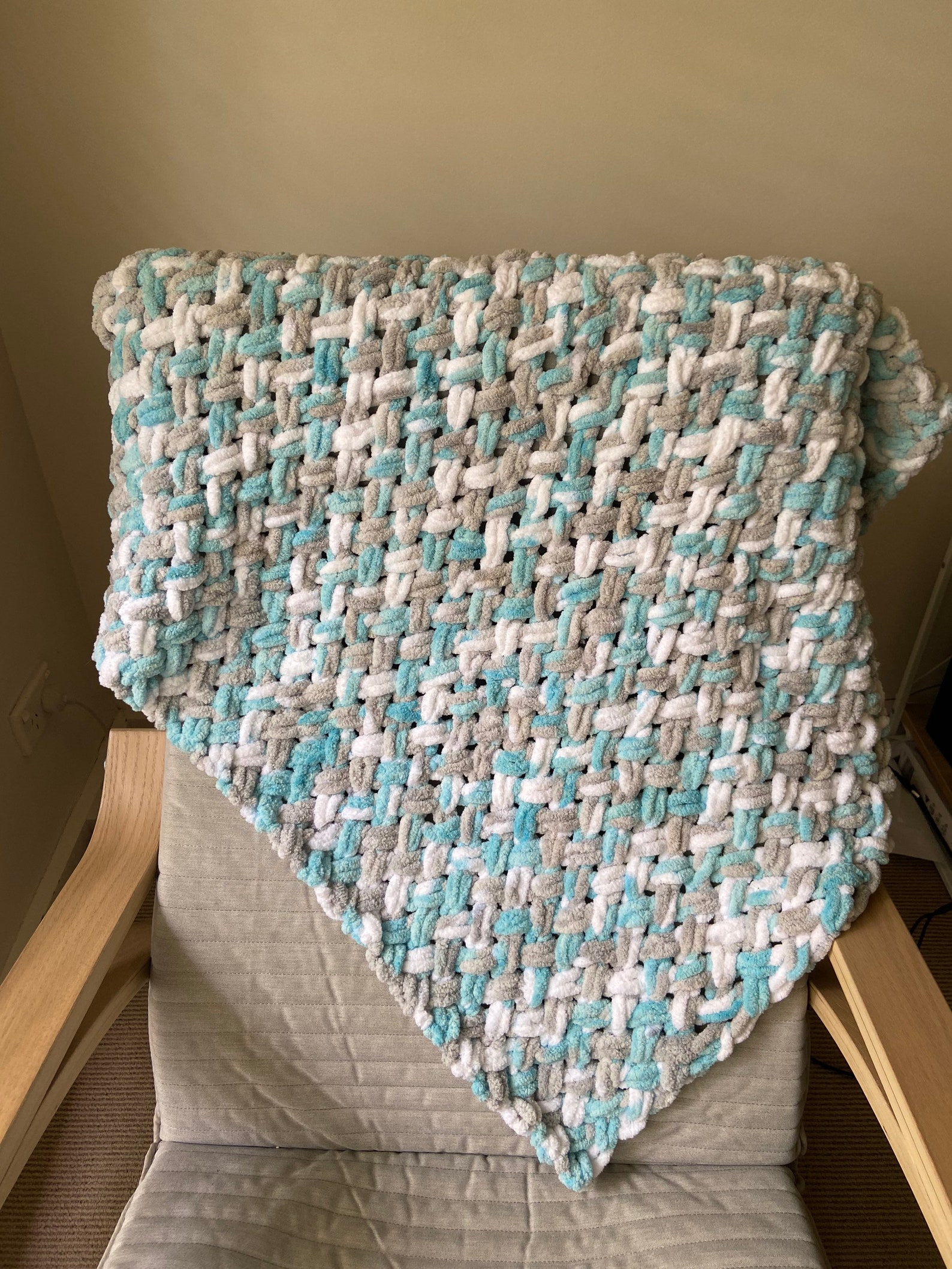 Knitted Baby Blanket/ Unisex Baby Blanket/ Neutral Nursery Etsy