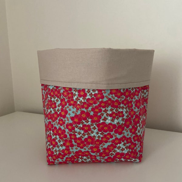 Floral Fabric basket, Sakura Fabric bin, Fabric storage, Fabric organizer, Floral bin, Housewarming gift. Fabric pouch, Mother’s Day gift