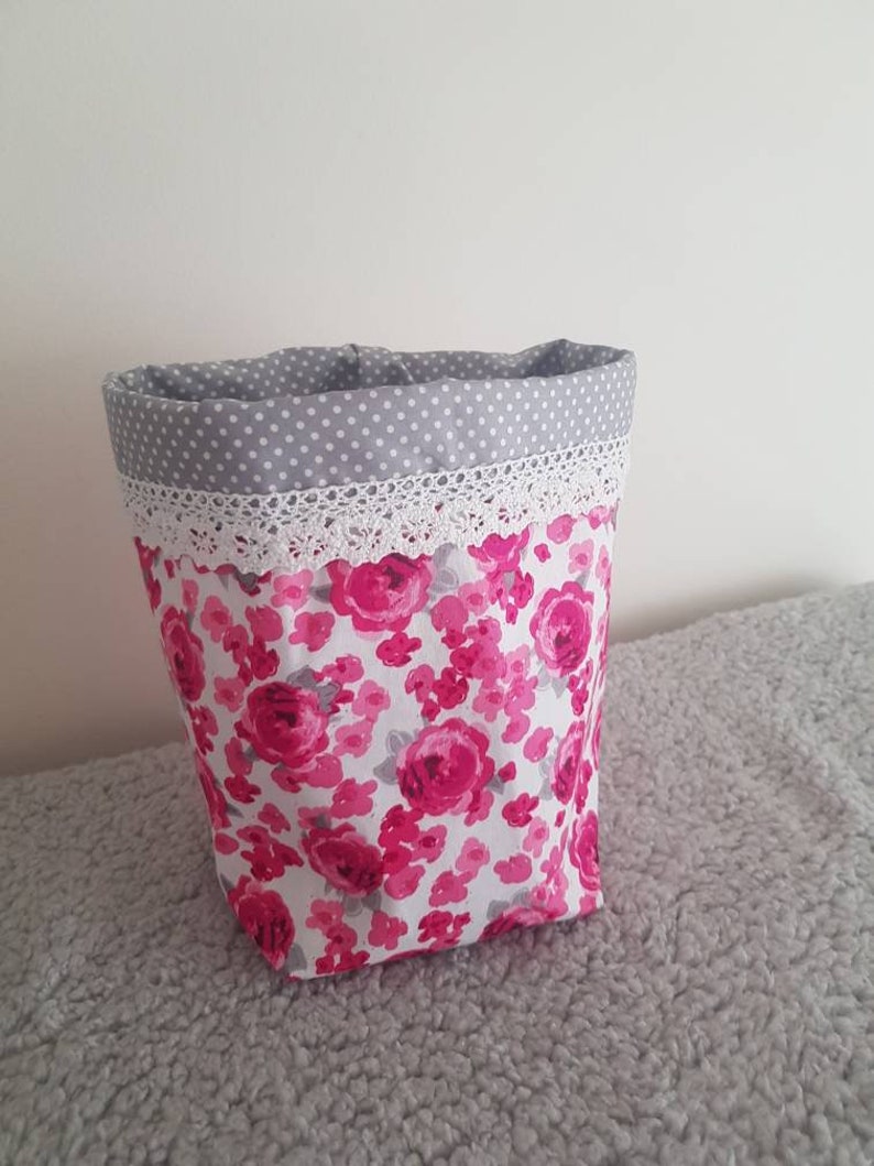 Pink Flowers Fabric Bin Fabric Bin Fabric Basket Fabric Etsy