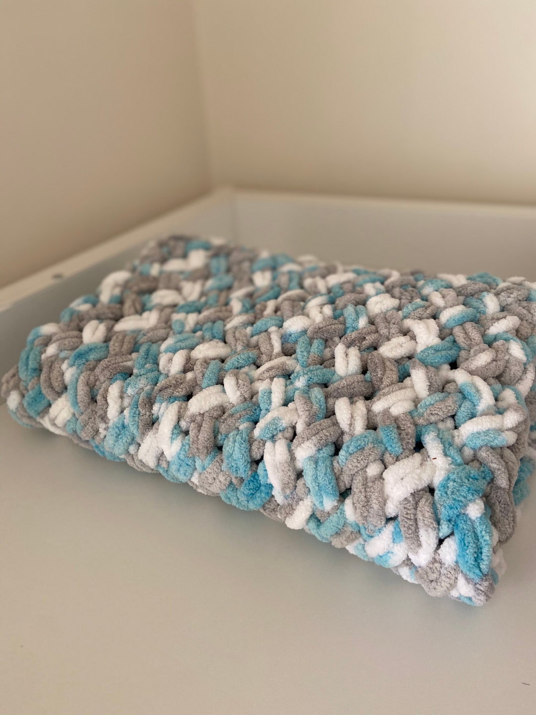 Knitted Baby Blanket/ Unisex Baby Blanket/ Neutral Nursery Etsy
