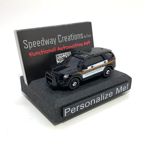 Police SUV Business Card Holder - Police office accessory gift for desk, office or man cave - A unique personalized police gift!