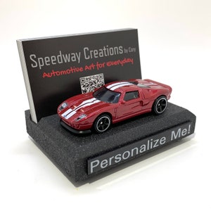 Porte-cartes de visite GT40 - oeuvre d'art de course vintage pour votre bureau, bureau ou homme des cavernes - Un cadeau personnalisé unique !