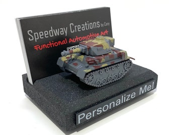 Army Tank Business Card Holder - A unique personalized military accessory for your desk, office or business - A great military gift!