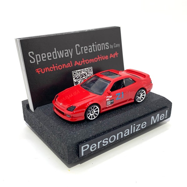 Prelude Sports Car Business Card Holder - Personalized import car art for your desk, office, or workspace - Unique business card holder