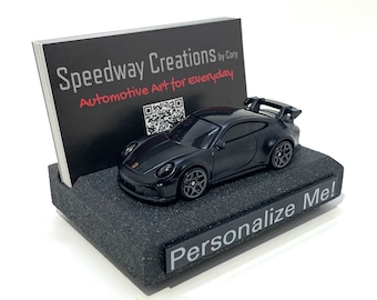 911 GT3 Business Card Holder - Personalized 911 GT3 art for your desk, office or workspace - A unique personalized sports car gift!