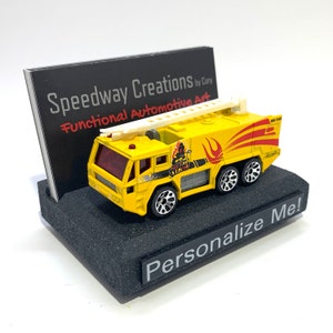 Fire Engine Business Card Holder - Automotive art for your desk, office or man cave - A unique personalized gift!