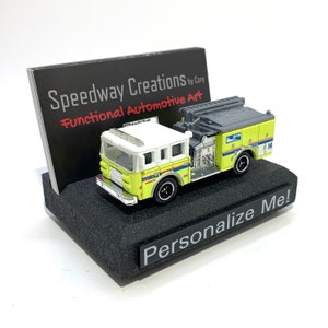 Porte-cartes de visite pompier - Art automobile pour votre bureau, bureau ou homme des cavernes - Un cadeau personnalisé unique !