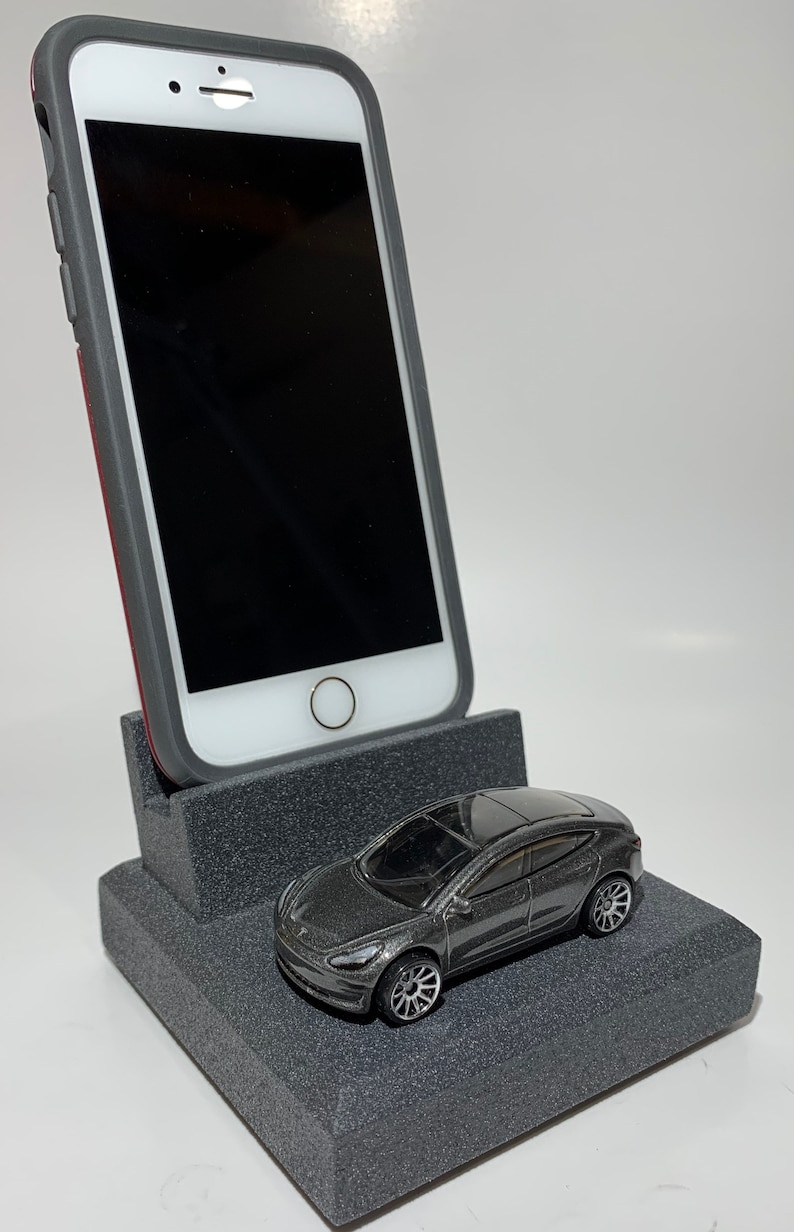 unique automotive art for your desk office or man cave A great gift for the electric car enthusiast! Tesla Smart Phone Stand