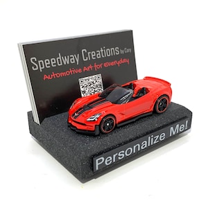 Porte-cartes de visite convertible C7 Z06 - Art personnalisé de muscle car pour votre bureau, bureau ou homme des cavernes - Un cadeau de voiture personnalisé unique !