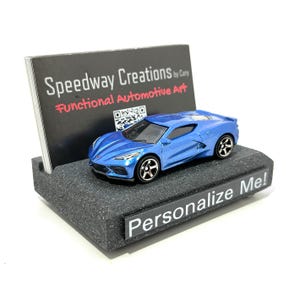 Porte-cartes de visite personnalisé Corvette C8 - Accessoire C8 - Art C8 pour bureau, vendeur de voitures ou concessionnaire - Cadeau de voiture personnalisé !