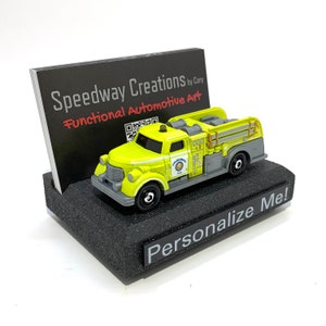 Fire Engine Business Card Holder - Automotive art for your desk, office or man cave - A unique personalized gift!