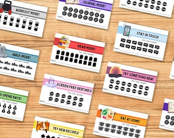 モチベーションを高めるパンチカード（印刷可能）｜習慣トラッカー（デジタルダウンロード）