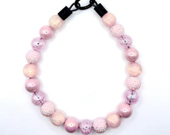 Pink Lemonade, Beaded Dog Collar (20mm Beads)