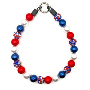 Old Glory, Beaded Dog Collar (20mm Beads)