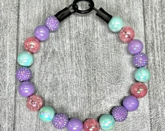 Mermaid Shimmer, Beaded Dog Collar (20mm Beads)
