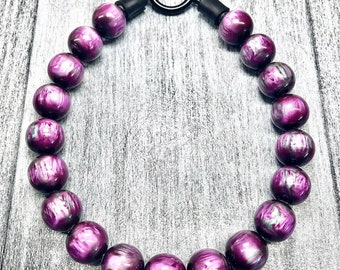 Purple Galaxy, Beaded Dog Collar (20mm Beads)
