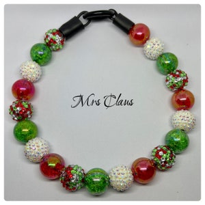 Mrs. Claus, Beaded dog collar (20mm Beads)
