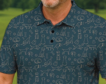 Weimaraner Doodles Golf Polo Shirt for Dog Dads Fun Unisex Golf Shirt with Weim Print for Pet Lovers