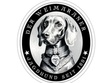Jagdhund Weimaraner Logo, Gun Dog Car Decal, Hunting Dog Sticker, Weimaraner Breed Lover Gift, Distressed Design, Car Window Accessory