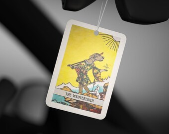 Weimaraner Tarot Card Car Air Freshener, Dog Lover Gift, Tarot Enthusiast, Whimsical Car Decor, Unique Air Freshener