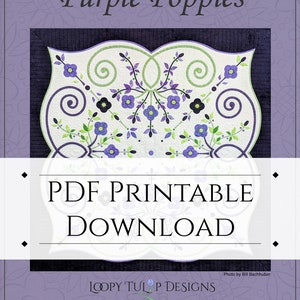 Purple Poppies Appliqué Quilting Pattern PDF Download