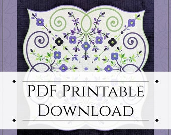 Paarse klaprozen applicatie quiltpatroon PDF downloaden