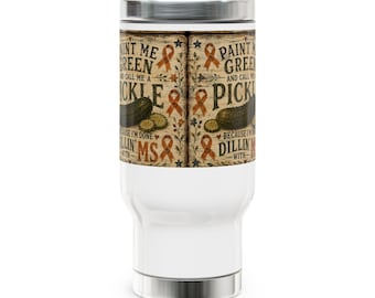 Taza de viaje "Píntame de verde y llámame pepinillo" / Acero inoxidable de 414 ml