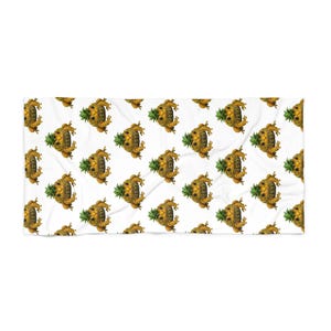 Beach Towel - Tropical Pineapple Frog Pattern (Summer Beach, Pool & Vacation Towel)