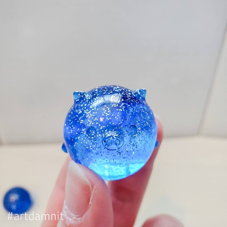 Blue and Silver Glitter Resin Animals