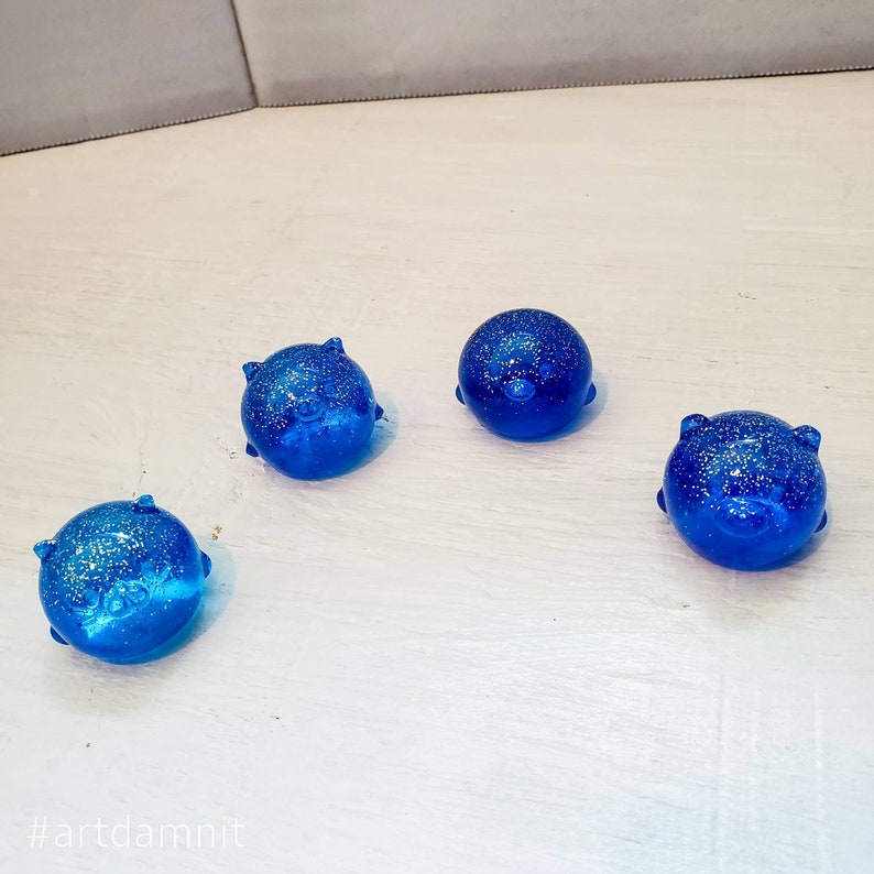 Blue and Silver Glitter Resin Animals