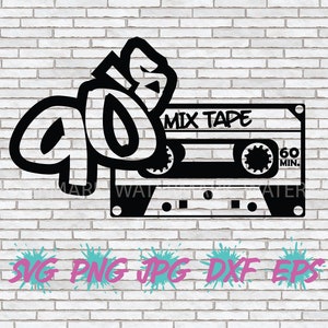 Hip Hop SVG, Old School SVG, 90's Mix Tape Cassette Rapper Record Player BoomBox Boom Box Beat Box PNG 90s Classic Cricut Silhouette Files