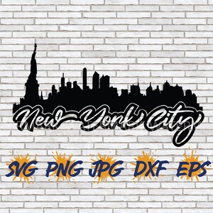 New York City Skyline SVG, NYC SVG, I Love New York, Big Apple, Manhattan, Time Square, Bronx, Brooklyn, Staten Island, Cricut Silhouette