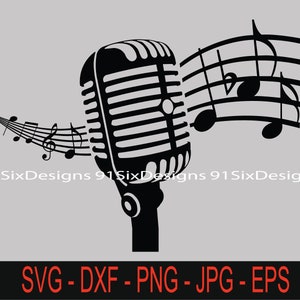 Vintage-Mikrofon SVG, altes Mikrofon SVG, Mikrofon-Svg, Musiknoten-Svg, Mikrofon-Png, Musik-Clipart, Band-Svg, Song-Svg, Retro-Svg