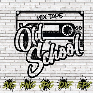 Old School Mix Tape SVG, Cassette SVG, Hip Hop SVG, Cricut Silhouette Cut File T-shirt Design Png Retro 90s 90's 80s 80's Rapper Party Decor