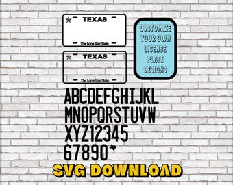 Texas License Plate svg, Custom Plate svg, Personalized Template, Texas svg, Custom Design Kit for Crafting, Bundle