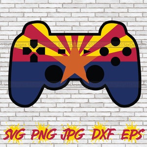Arizona Video Game SVG State Flag Messy Bun Sublimation Vector PNG Phoenix Tucson Arizona Wall Art Design Cricut Silhouette Map Outline File