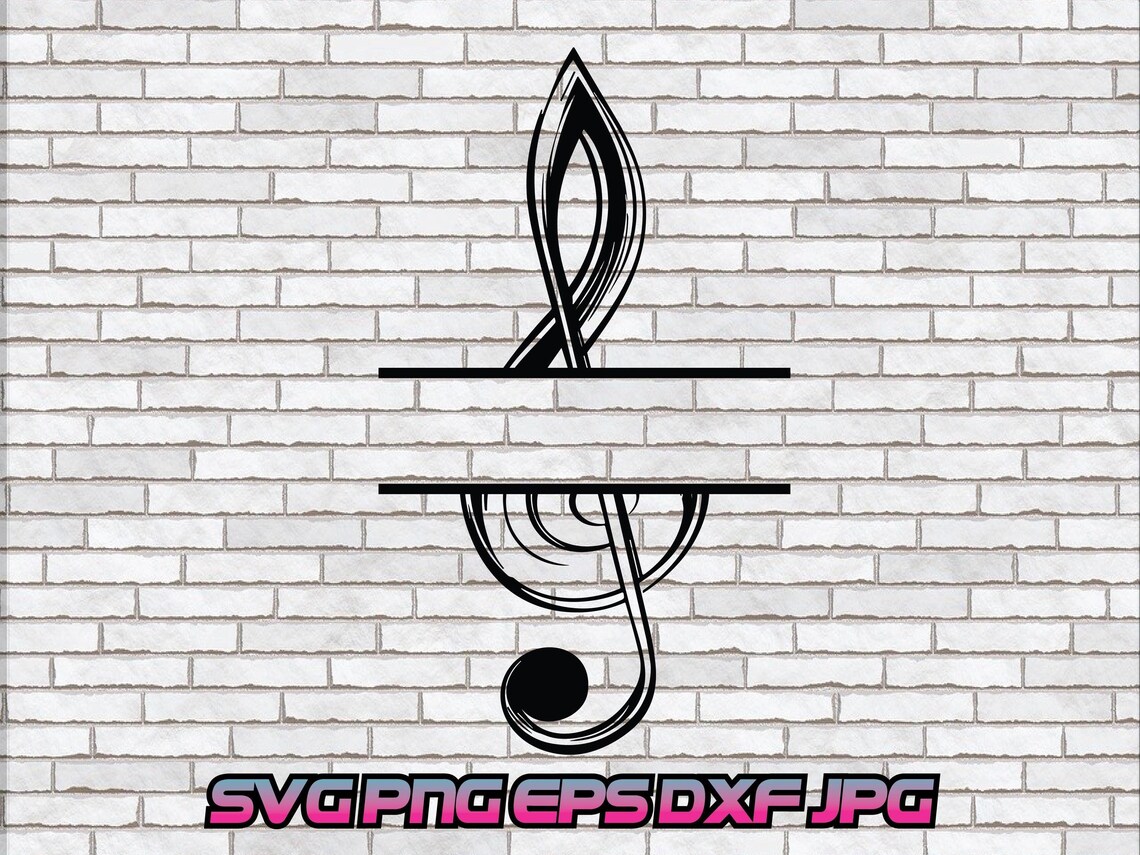 Split Monogram Border Frame, Svg Png Treble Clef Music Note Song Gift ...