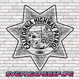California Highway Patrol svg, CHP png, Sublimation File Badge Clipart Cricut Silhouette First Responder Hero K9 Image Police PD Sacramento