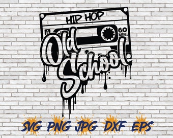 Old School Hip Hop SVG, Graffiti Drip PNG, Old School Music, t-shirt Design Hip Hop Sublimation Music Lover Gift. Cricut Silhouette Cut File