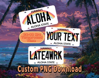 Custom License Plate png, Hawaii, Digital Download