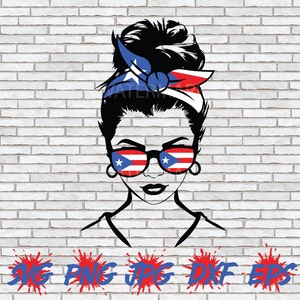 Puerto Rico SVG, Messy Hair Bun SVG, Puerto Rico PNG, Shirt Design Art, Wall Decor, Cut File, Cricut, Silhouette, Graphic, Outline Map